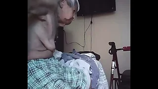Japanese  granny saggy boobs hidden cam